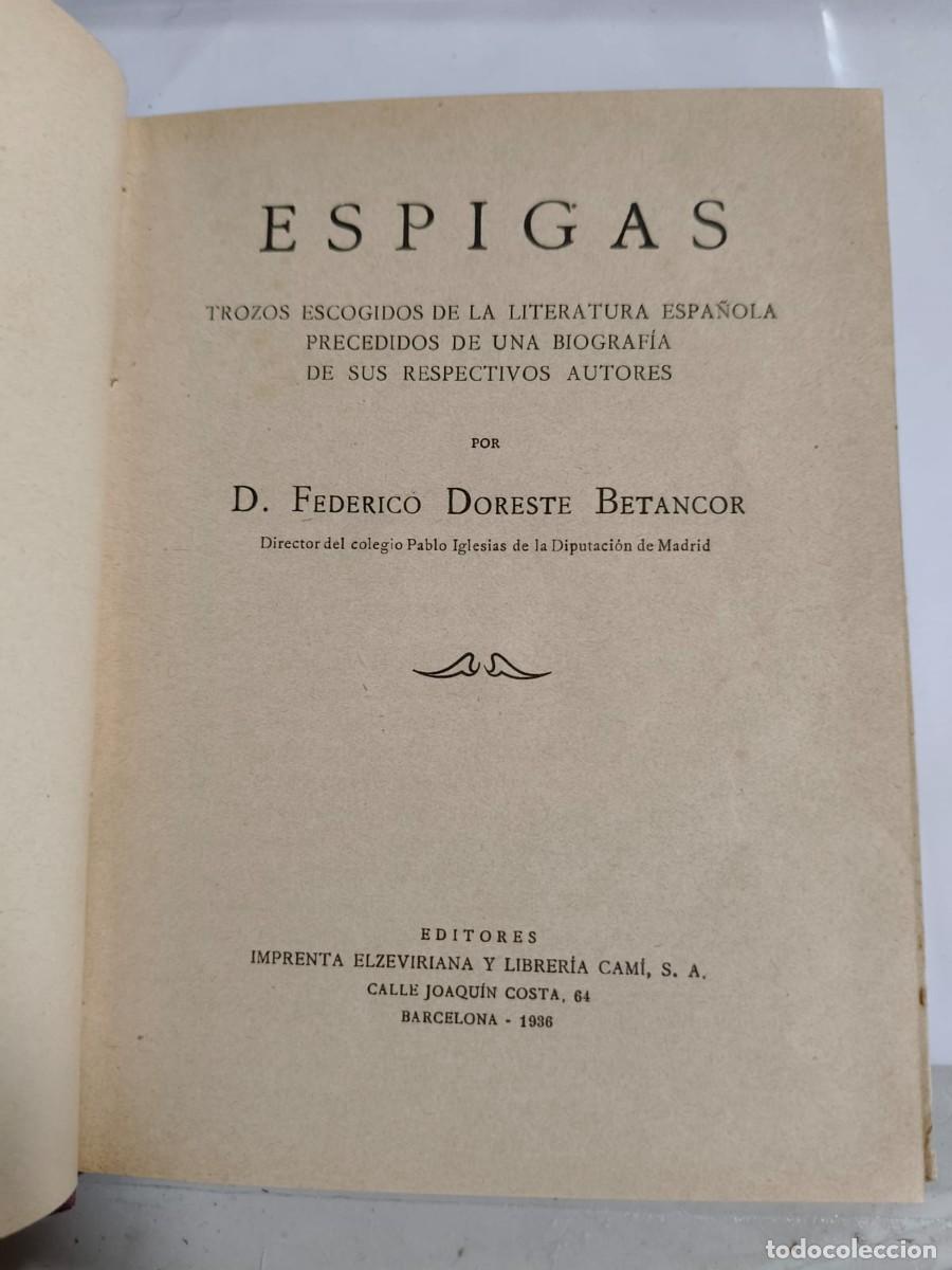 Libros antiguos: Espigas. Federico Doreste, 1936. Ed. Cam&iacute; - Foto 2
