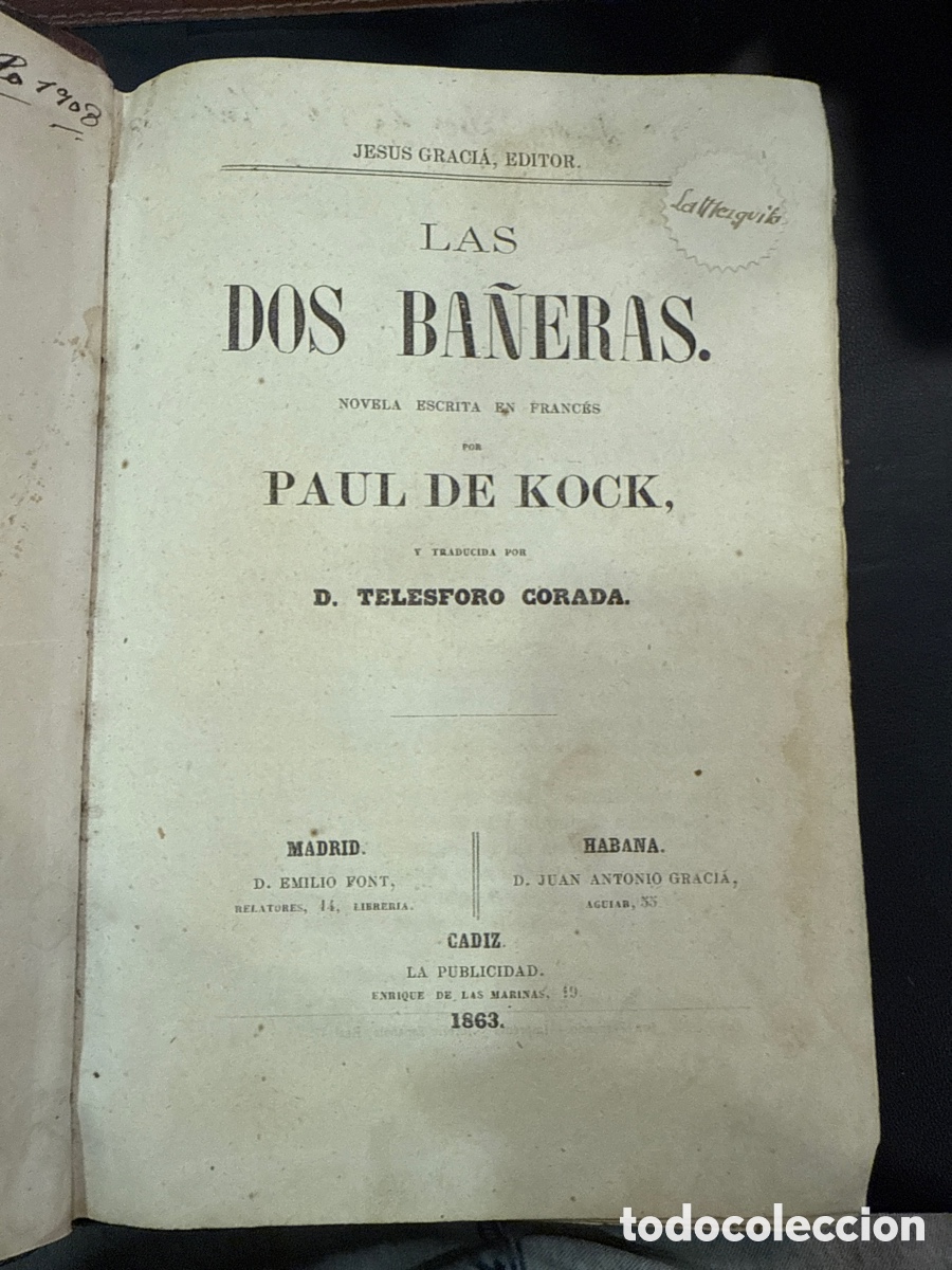 Libros antiguos: KOCK, Paul de. Las dos ba&ntilde;eras: novela escrita en franc&eacute;s - Foto 2