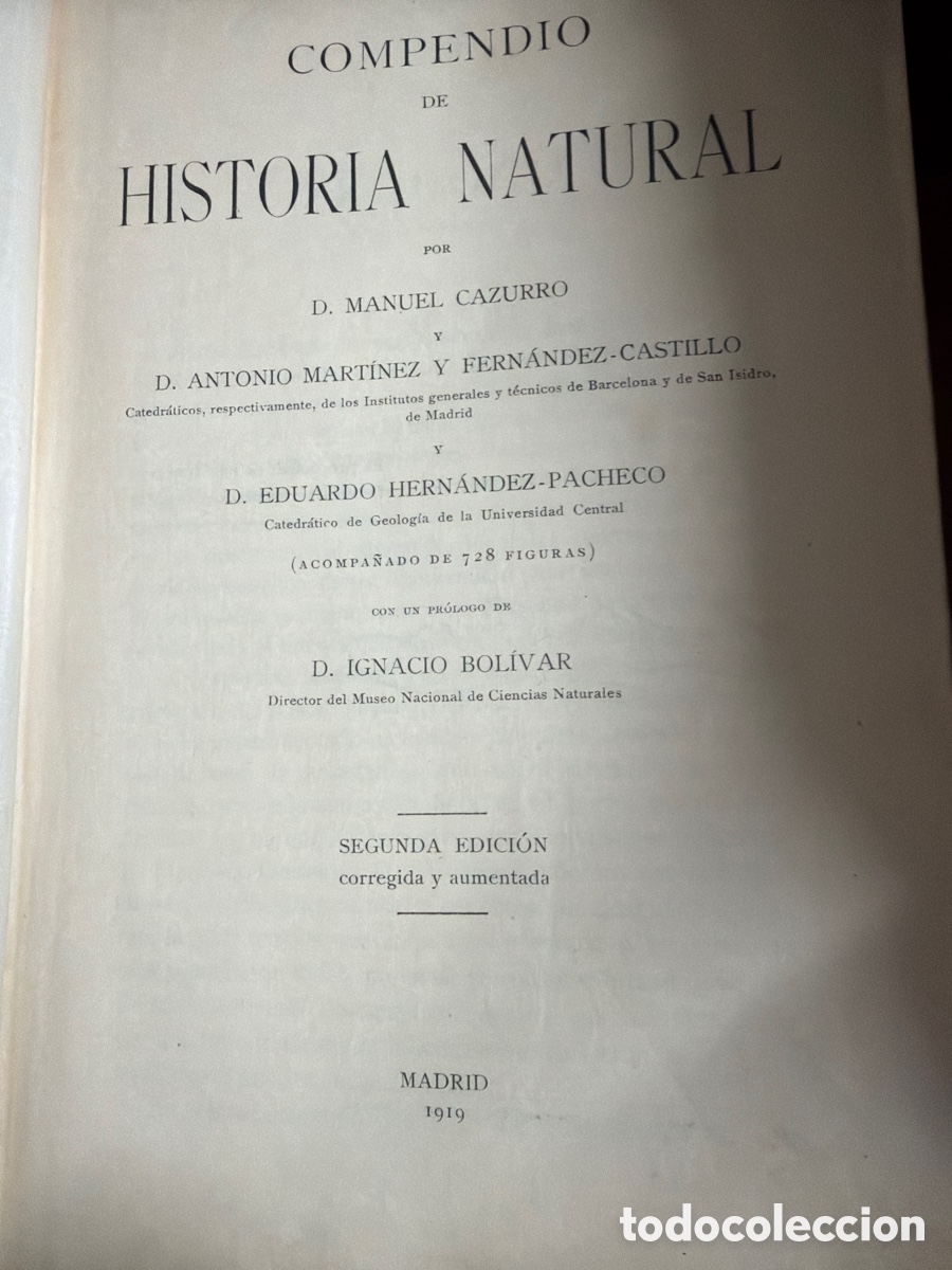 Libros antiguos: Compendio de la historia natural 1919 - Foto 1