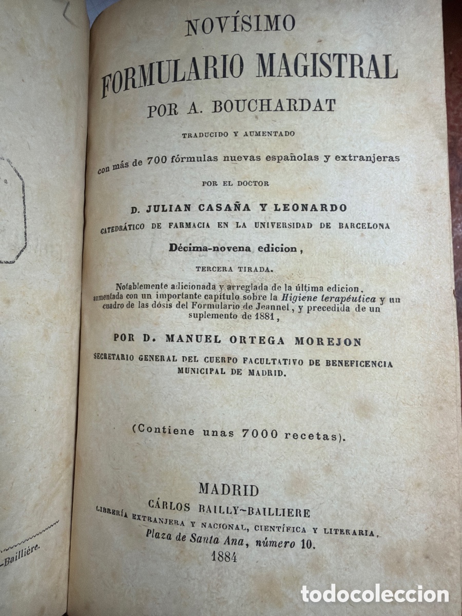 Libros antiguos: Formulario magistral Madrid 1884 - Foto 3