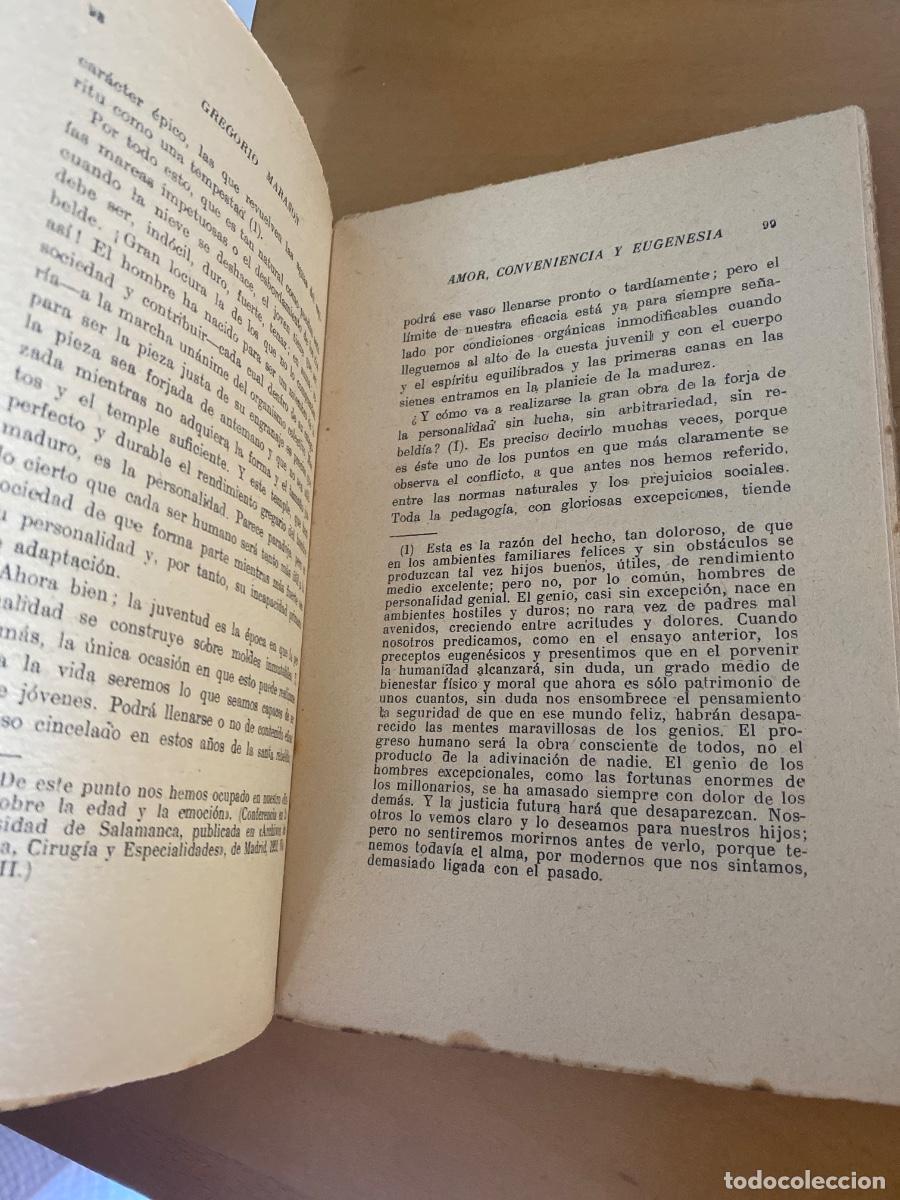 Libros antiguos: AMOR CONVENIENCIA EUGENESIA GREGORIO MARA&Ntilde;ON - Foto 4