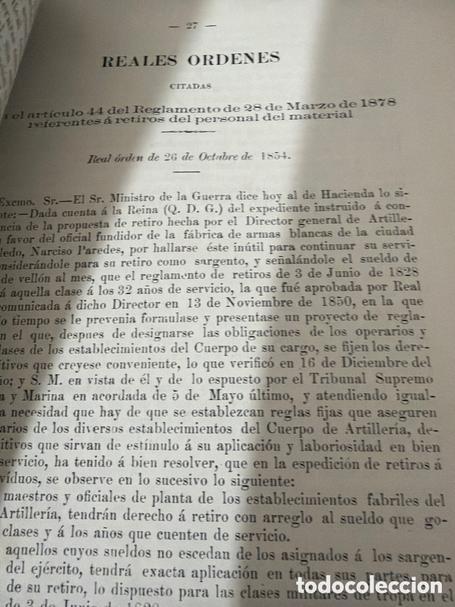 Libros antiguos: Reglamento escalaf&oacute;n y distribuci&oacute;n del personal del material 1885 - Foto 3