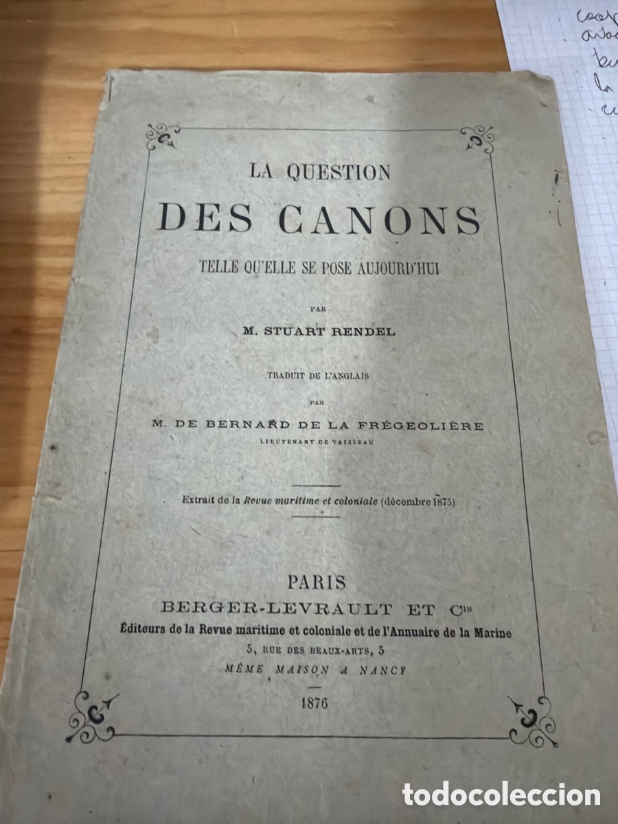 Libros antiguos: La cuesti&oacute;n de los ca&ntilde;ones paris 1876 - Foto 1