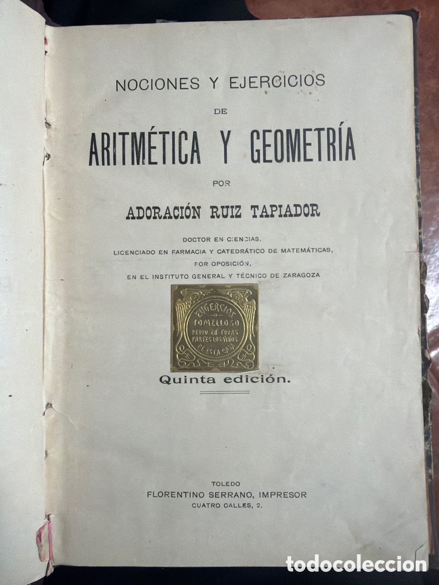 Libros antiguos: Nociones y ejercicios de aritm&eacute;tica - Foto 1
