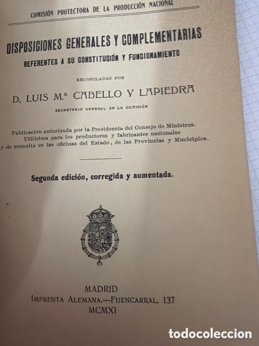 Libros antiguos: Disposiciones generales y complementarios D.Luis M cabello - Foto 2