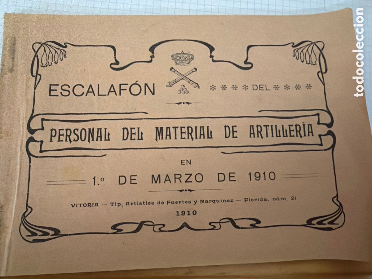 Libros antiguos: Escalaf&oacute;n personal del material de artiller&iacute;a 1910 - Foto 1