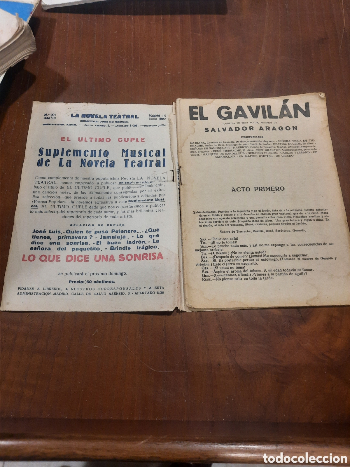Libros antiguos: Novela teatral, Madrid m 1922 - Foto 2
