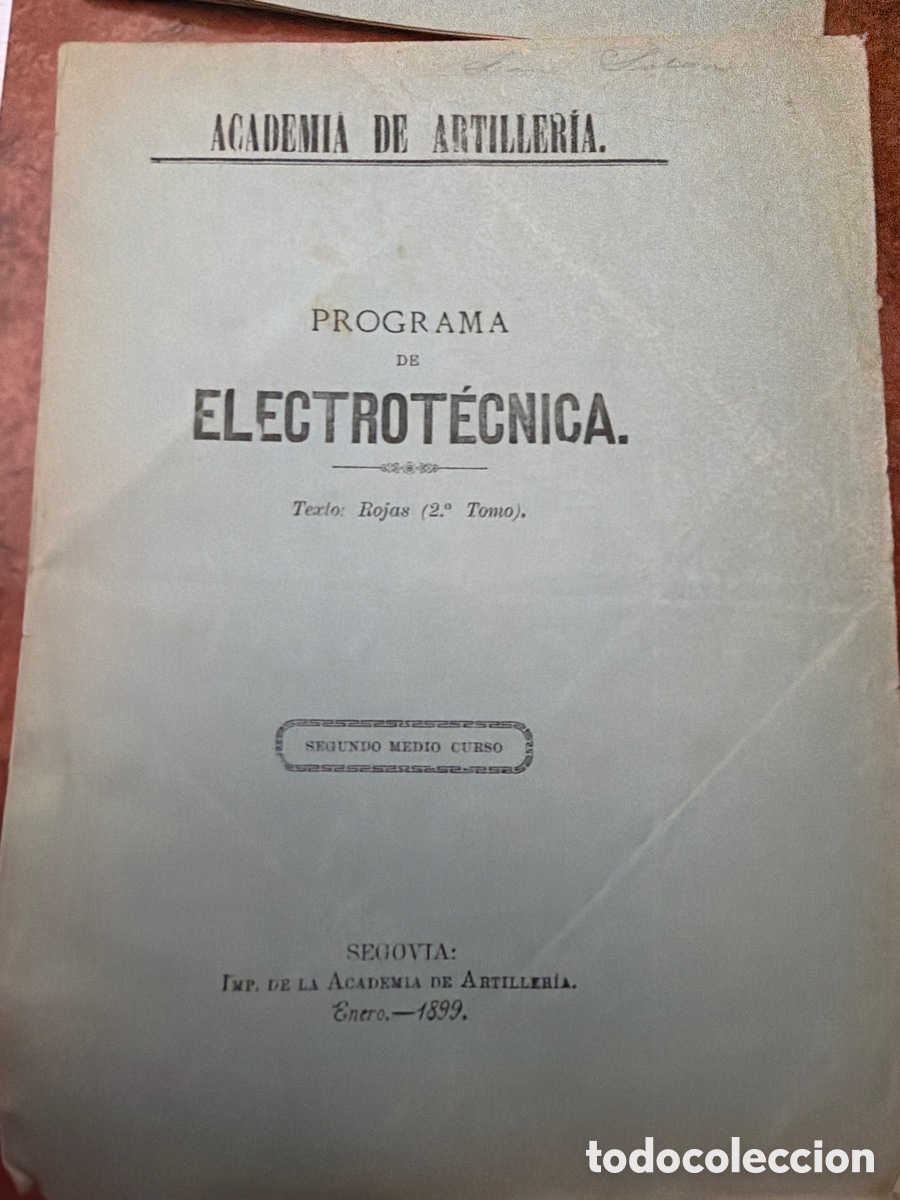Libros antiguos: Academia de artiller&iacute;a programa de electrot&eacute;cnica Segovia - Foto 2