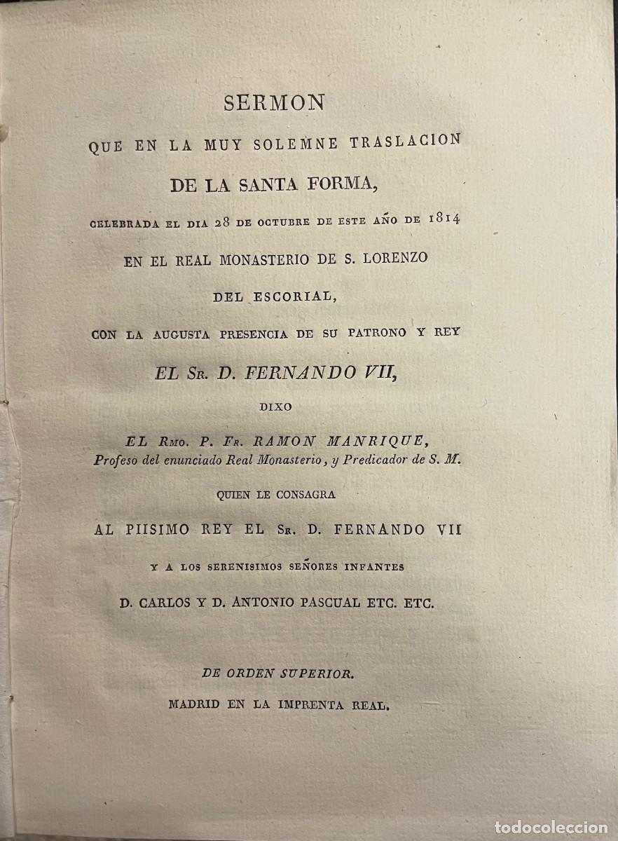 Antiquarische B&uuml;cher: Serm&oacute;n Que En La Muy Solemne Traslacion De La Santa Forma....Fernando VII