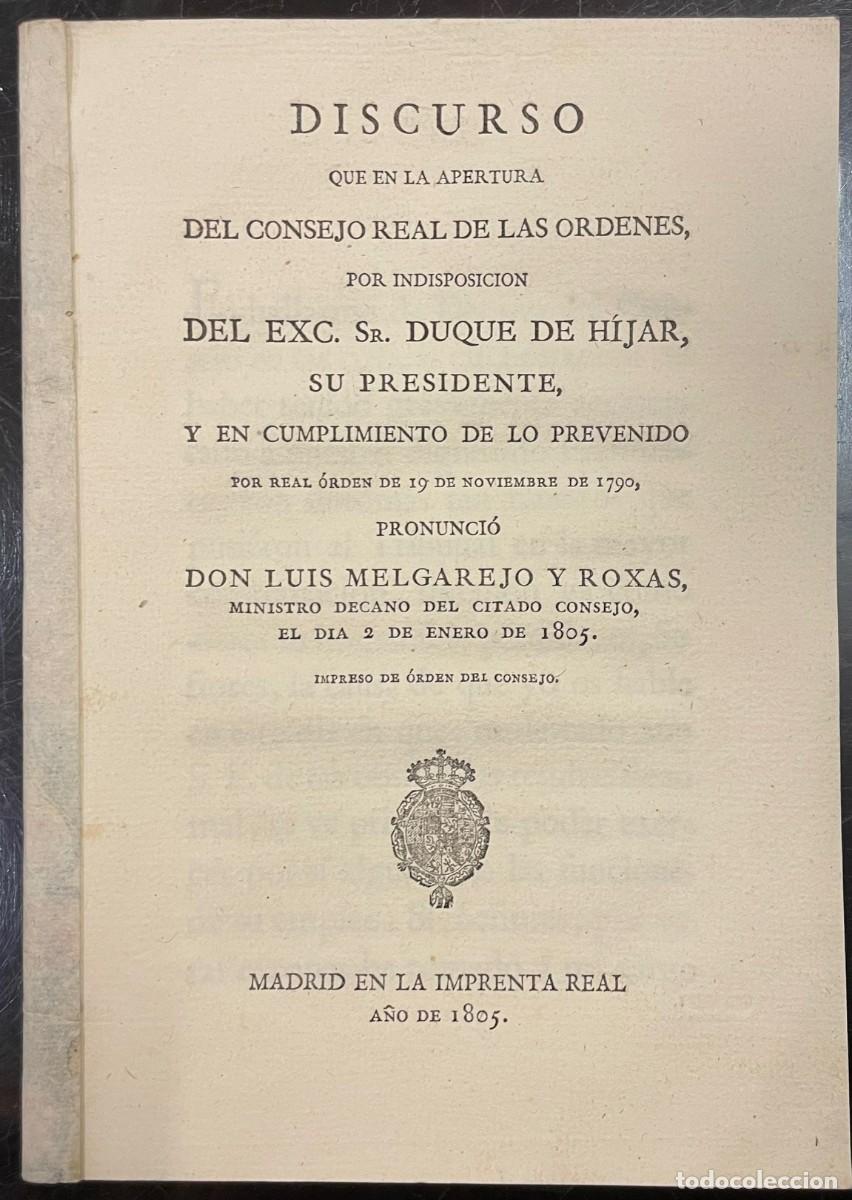 Antiquarische B&uuml;cher: Discurso Que En La Apertura Del Consejo Real De Las &Oacute;rdenes..Duque de Hijar