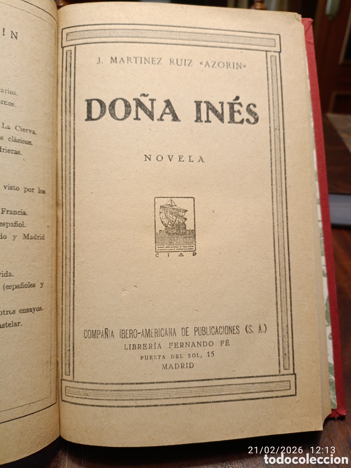 Libros antiguos: Do&ntilde;a In&eacute;s. Azor&iacute;n. 1929 - Foto 1