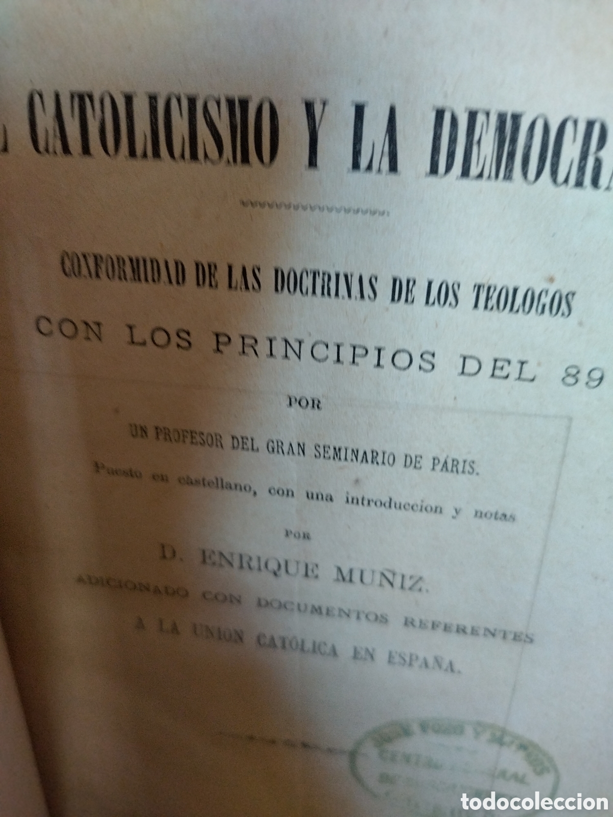Libros antiguos: El catolicismo y la democracia. Mu&ntilde;iz - Foto 2