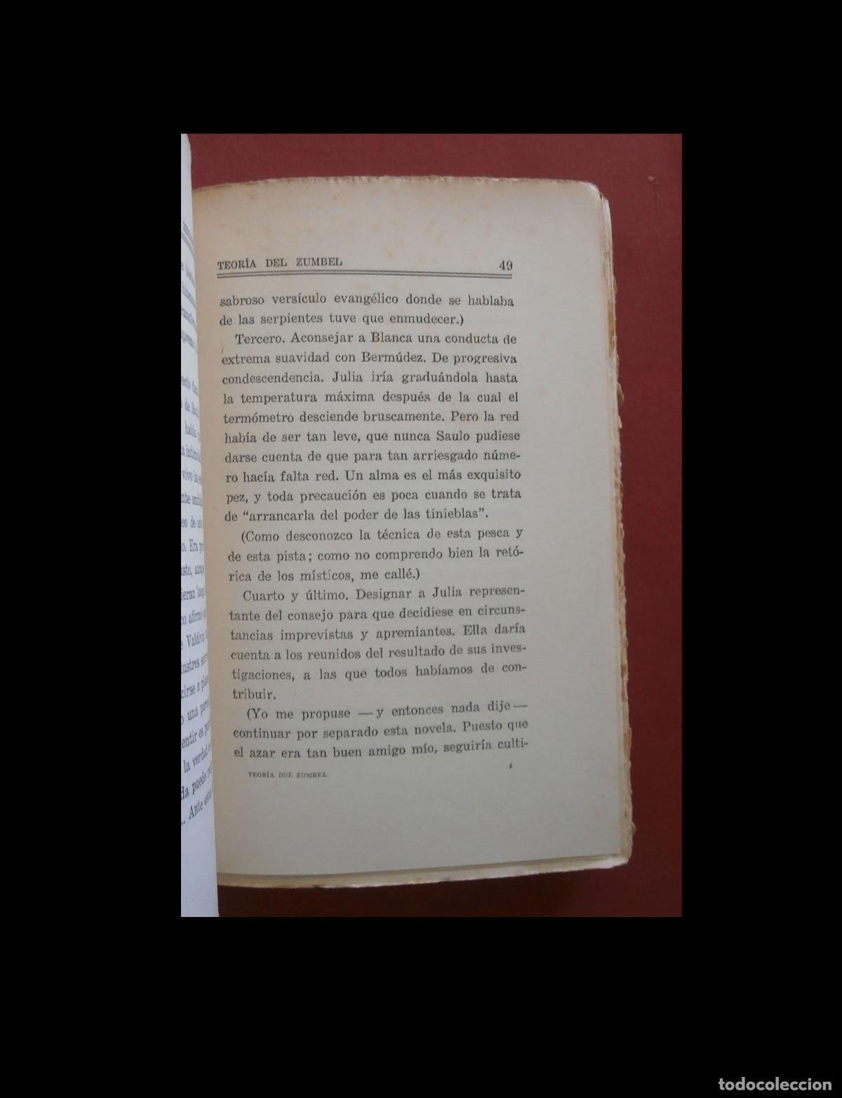 Libros antiguos: Teor&iacute;a del Zumbel. Novela. Benjam&iacute;n Jarn&eacute;s. - Foto 3