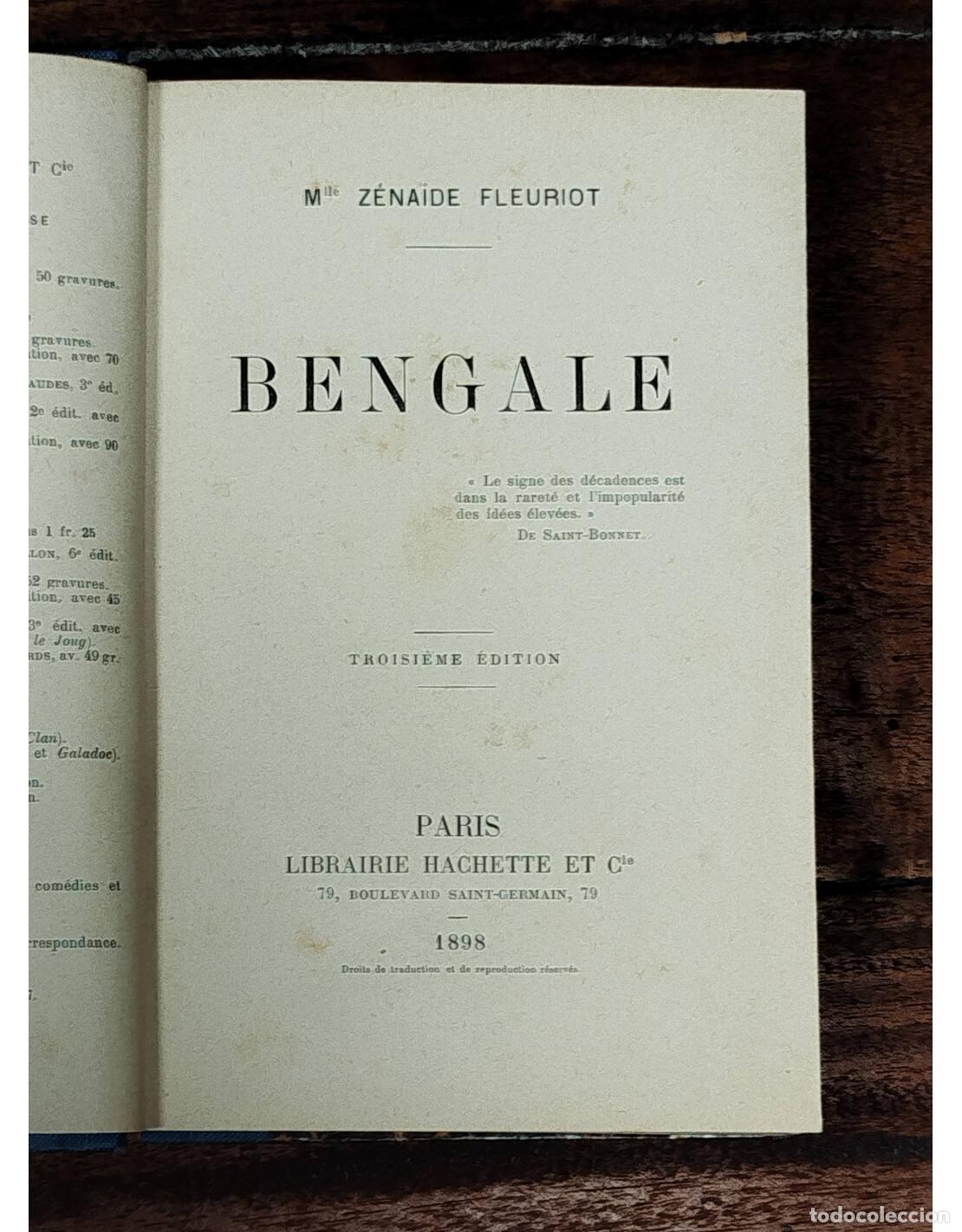 Libros antiguos: BENGALE. FLEURIOT, Z&eacute;na&iuml;de. Librairie Hachette. 1898. - Foto 3