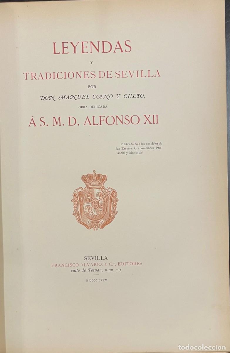 Libros antiguos: Leyendas y Tradiciones de Sevilla. Manuel Cano Cueto - Foto 2