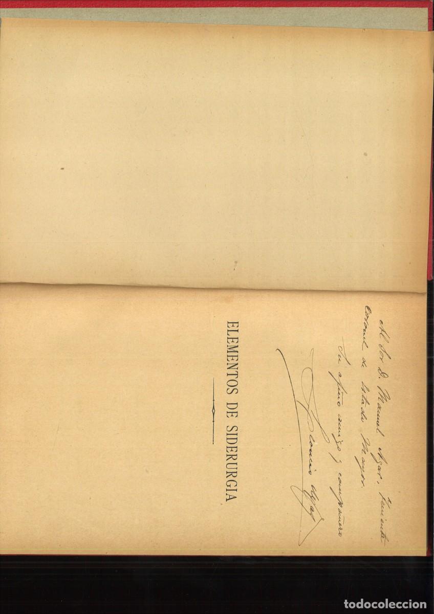 Libros antiguos: ELEMENTOS DE SIDERURG&Iacute;A. Leoncio Mas Zald&uacute;a - Foto 3