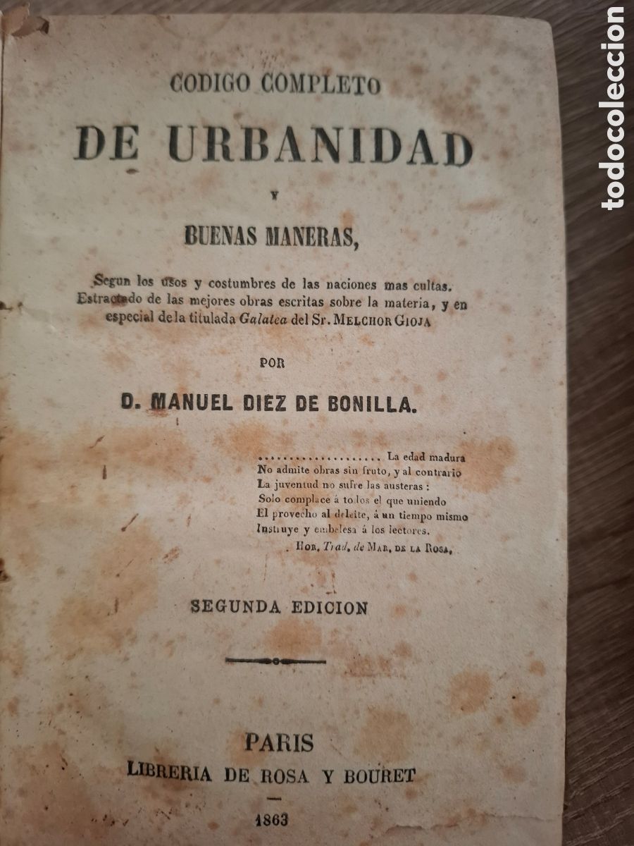 Libros antiguos: Codigo Completo de Urbanidad y Buenas Maneras - Foto 1