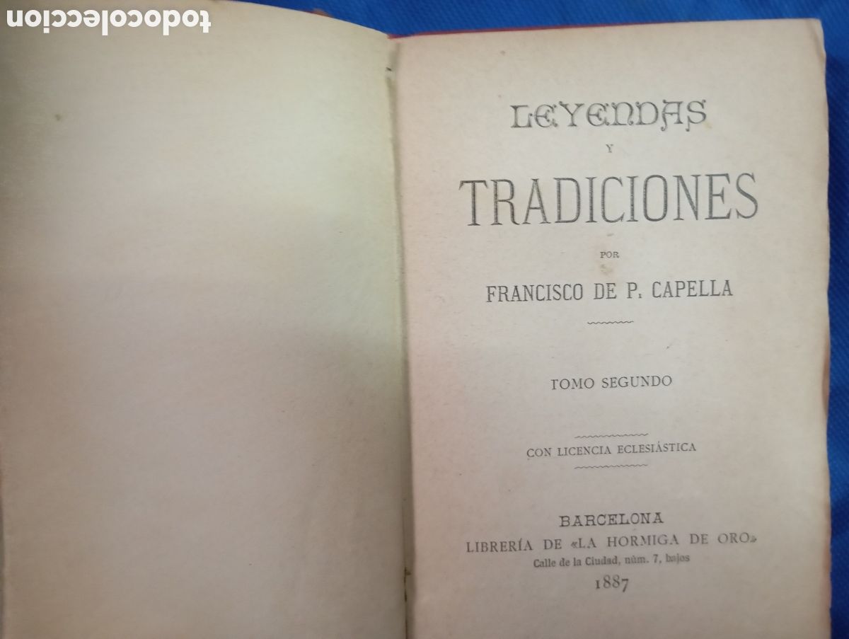Libros antiguos: Capella. Leyendas y tradiciones, tomo II - Foto 2
