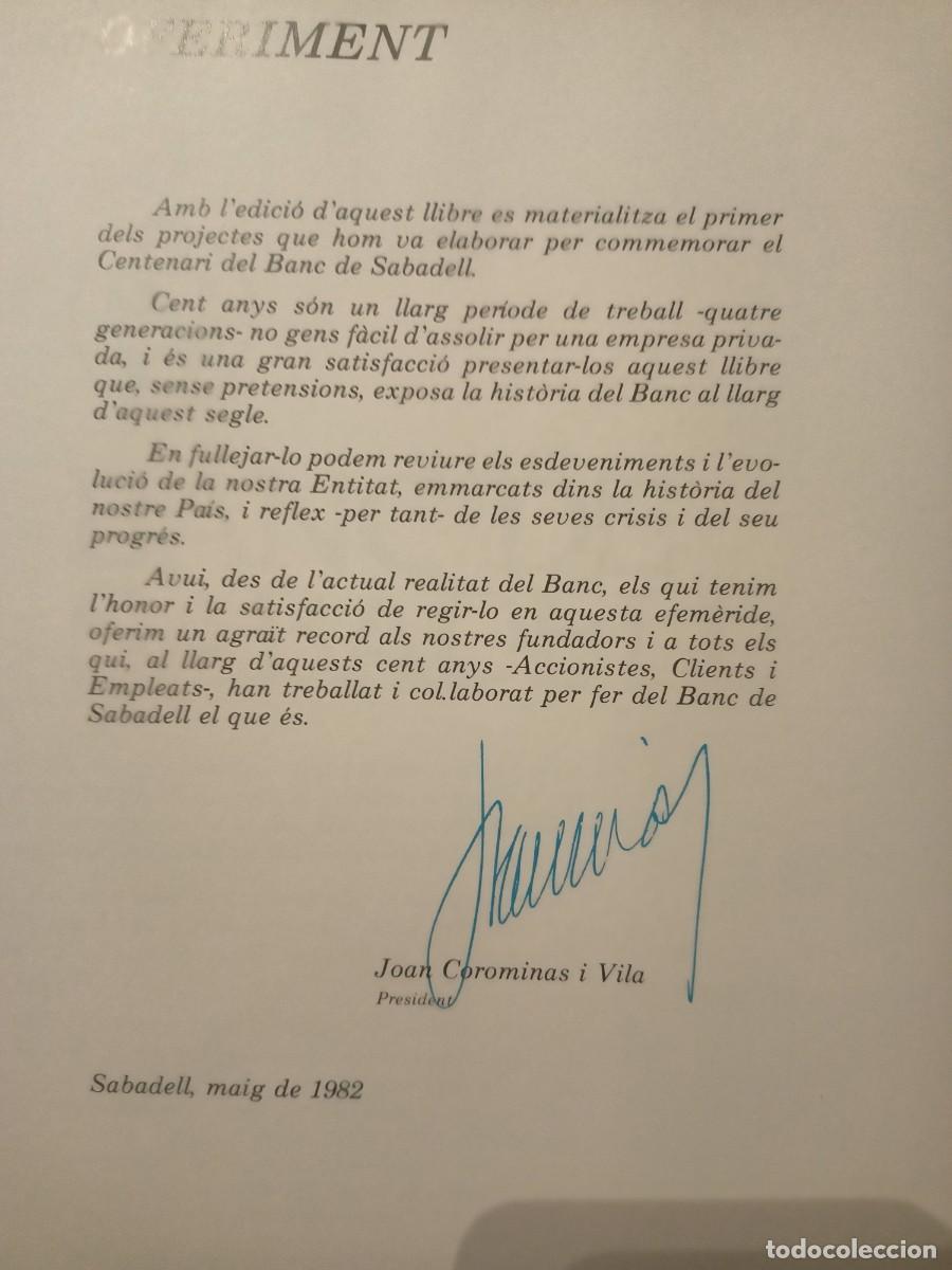 Libros antiguos: Banc de Sabadell Cent anys dhist&ograve;ria - Foto 3