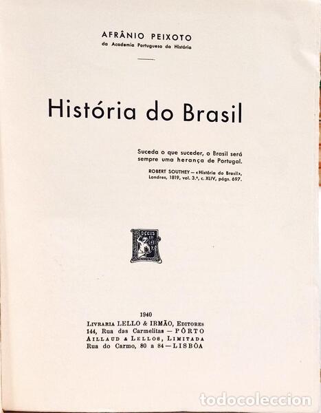 Libros antiguos: PEIXOTO. (Afr&acirc;nio) - HIST&Oacute;RIA DO BRASIL. - Foto 2