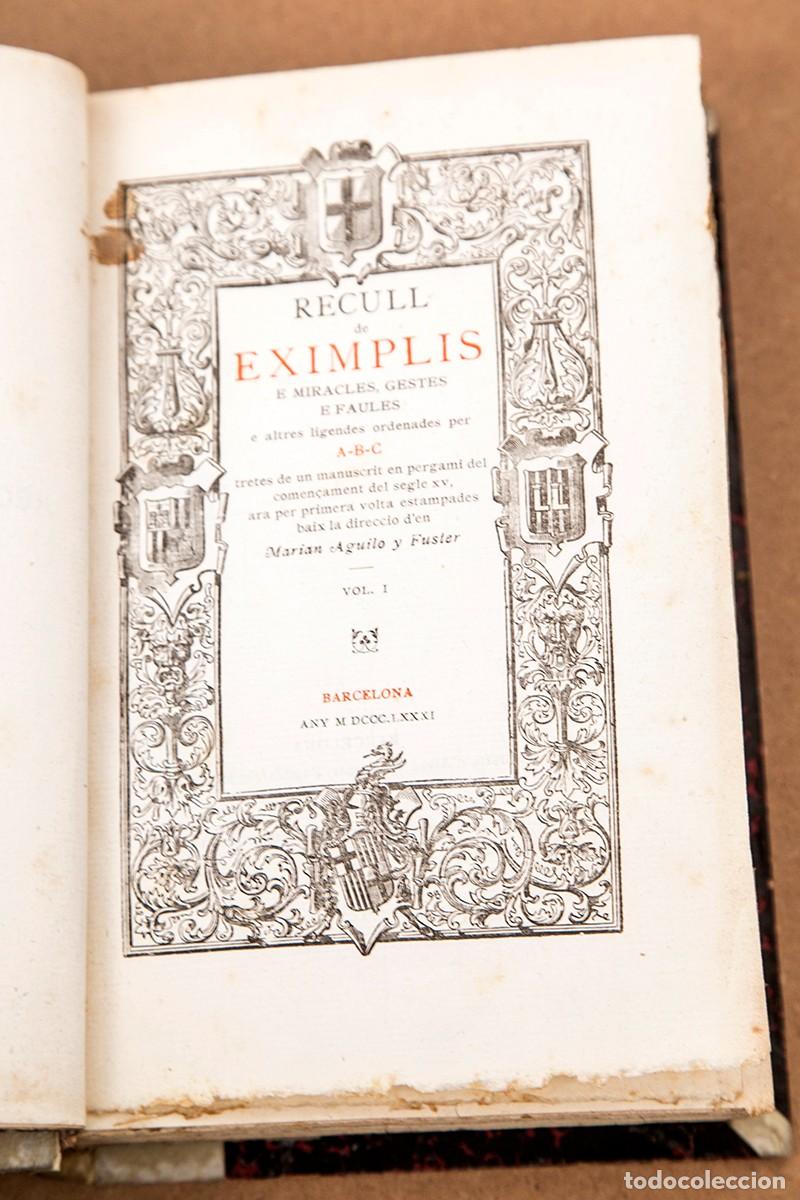 Libros antiguos: RECULL DE EXIMPLIS - 2 VOLUMS - MARIAN AGUILO Y FUSTER - Foto 2