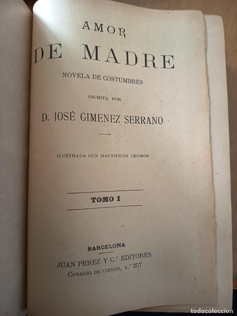 Libros antiguos: LIBRO AMOR DE MADRE. TOMO I. D. JOS&Eacute; GIMENEZ SERRANO - Foto 2