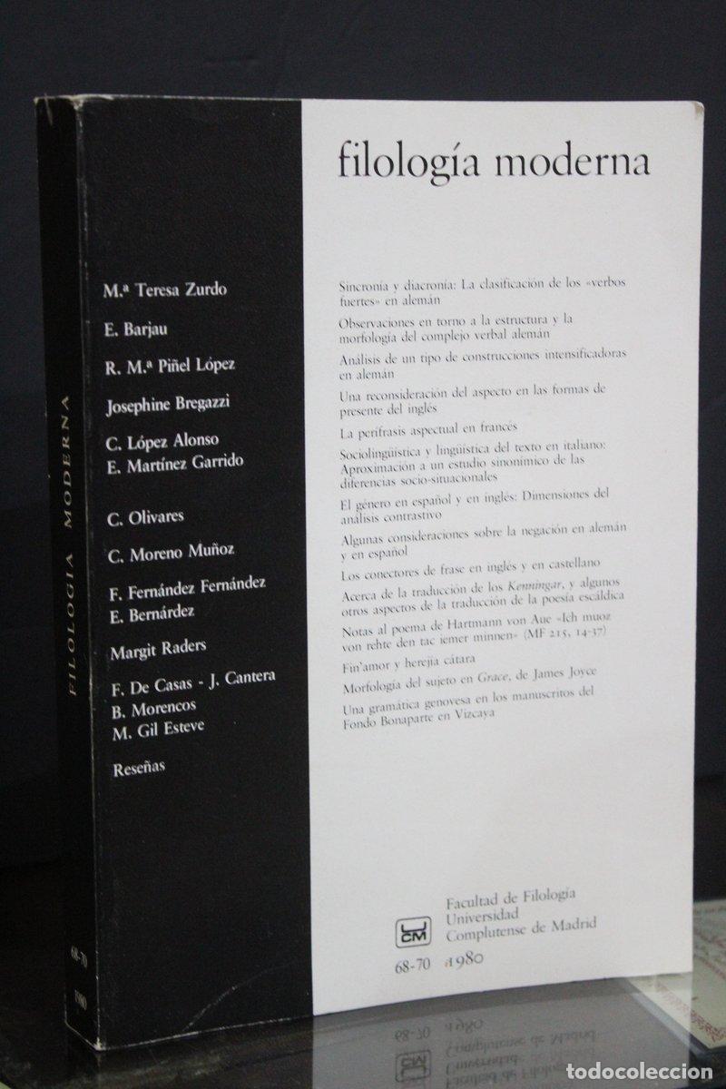 Old books: Filolog&iacute;a moderna. N&uacute;ms. 68-70, 1980.- Facultad de Filolog&iacute;a. Universidad Complutense de Madrid. - S