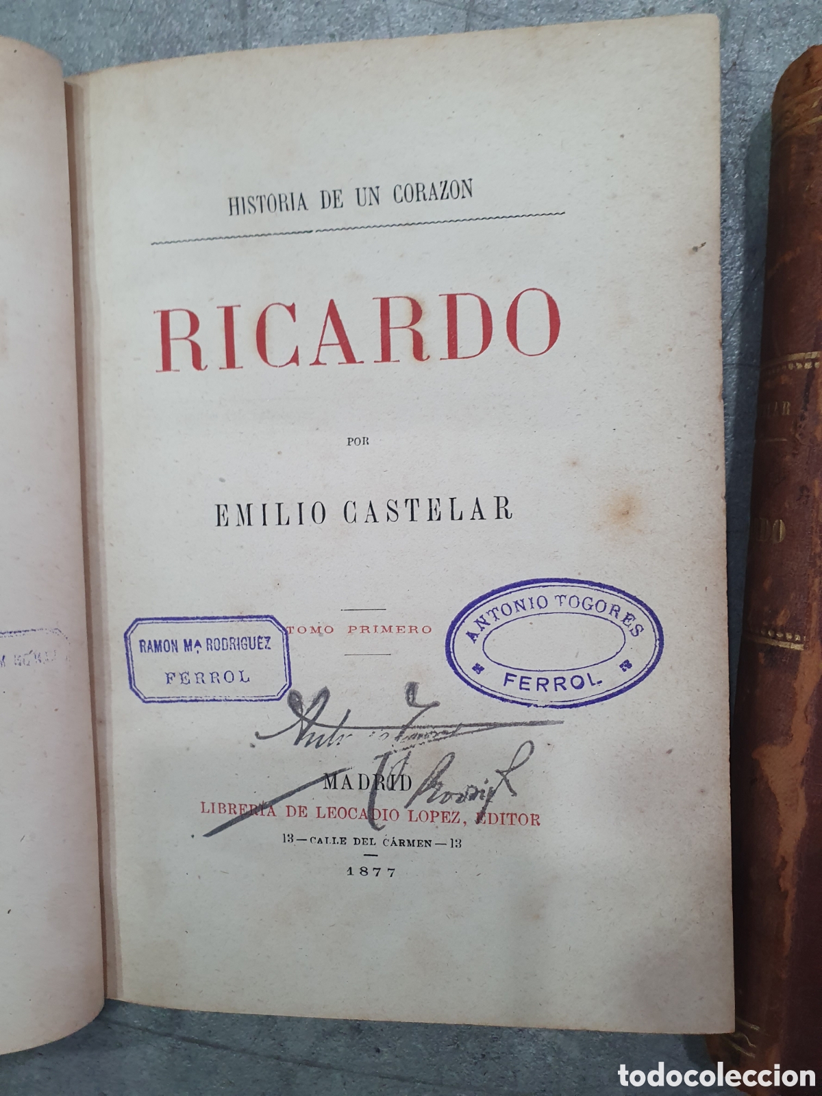 Libros antiguos: Emilio Castelar. Ricardo. 2 tomos. 1877. (L98) - Foto 2