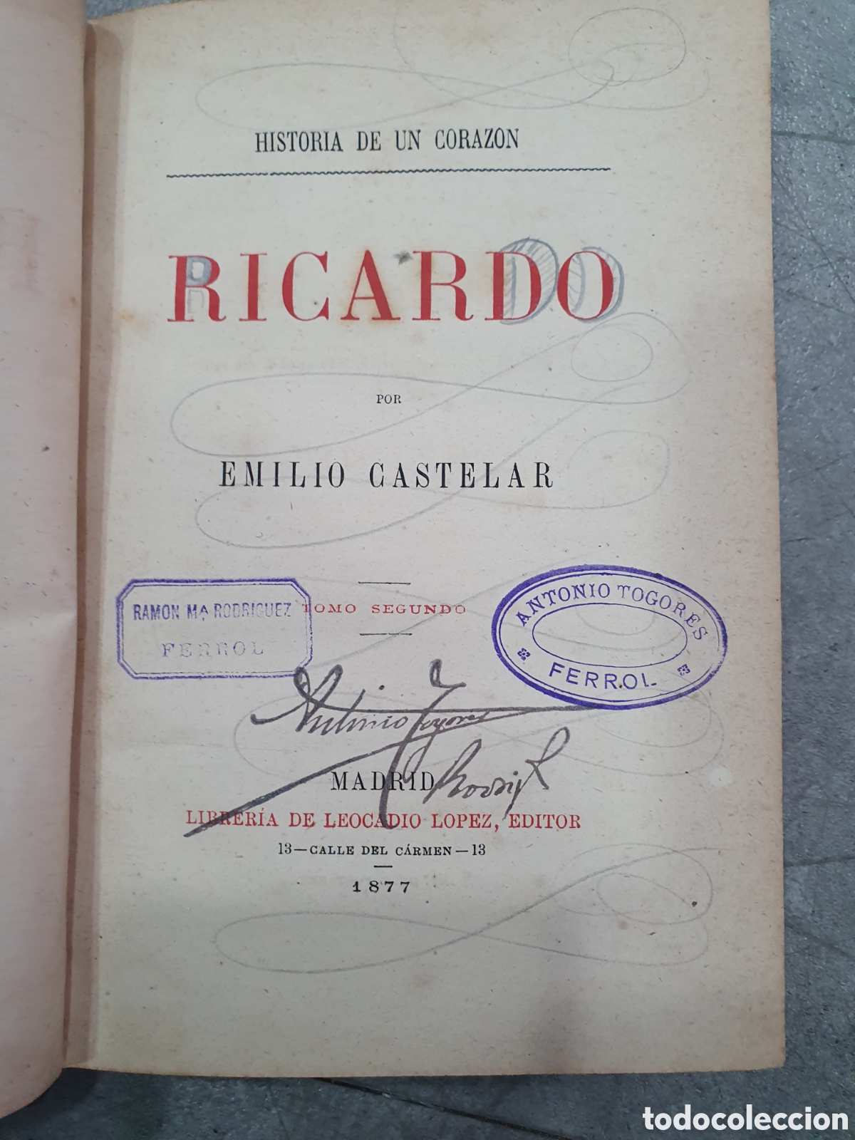 Libros antiguos: Emilio Castelar. Ricardo. 2 tomos. 1877. (L98) - Foto 3