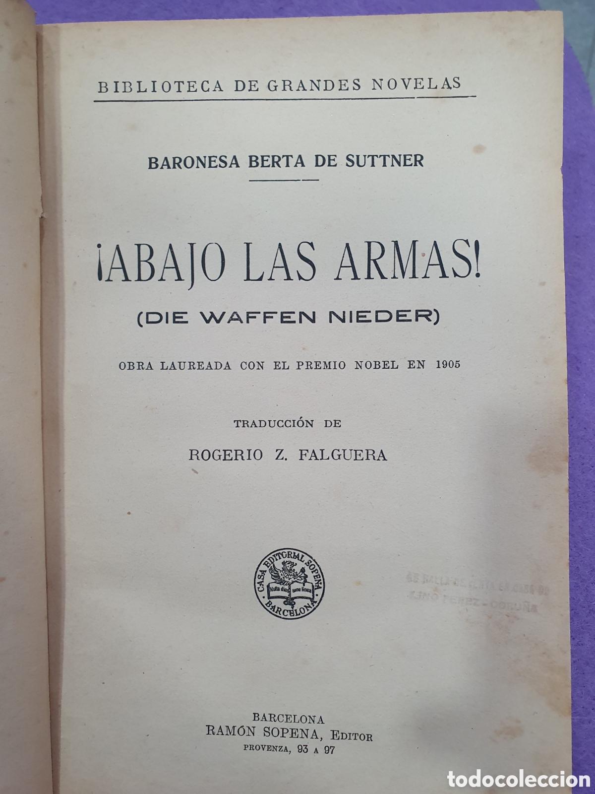 Libros antiguos: Abajo las armas. Sopena. (L98) - Foto 1