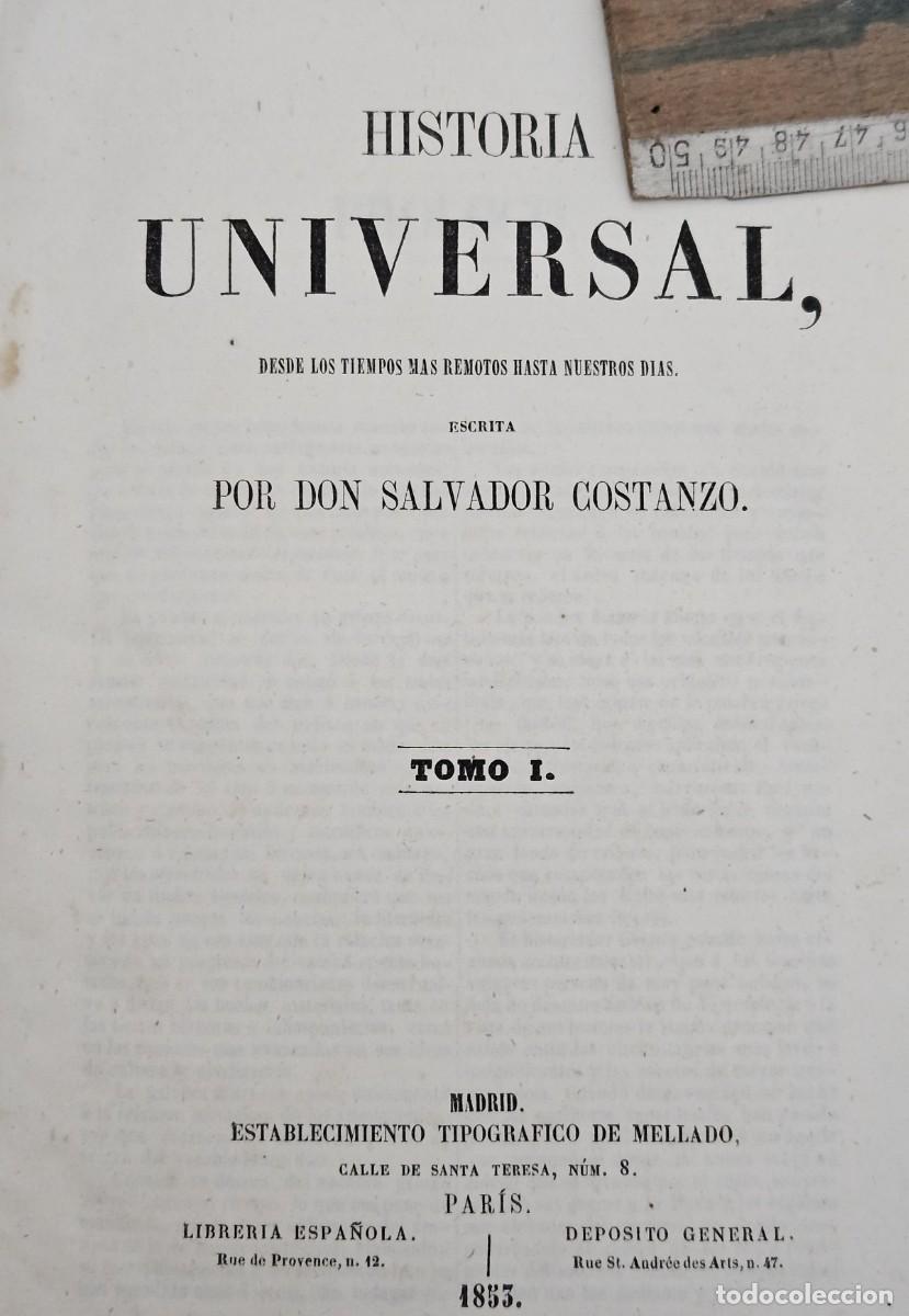 Old books: 1853-HISTORIA UNIVERSAL-SALVADOR CONSTANZO-TOMO I-MADRID TIPOGR&Aacute;FICO DE MELLADO-TABLAS-DESPLEGABLES