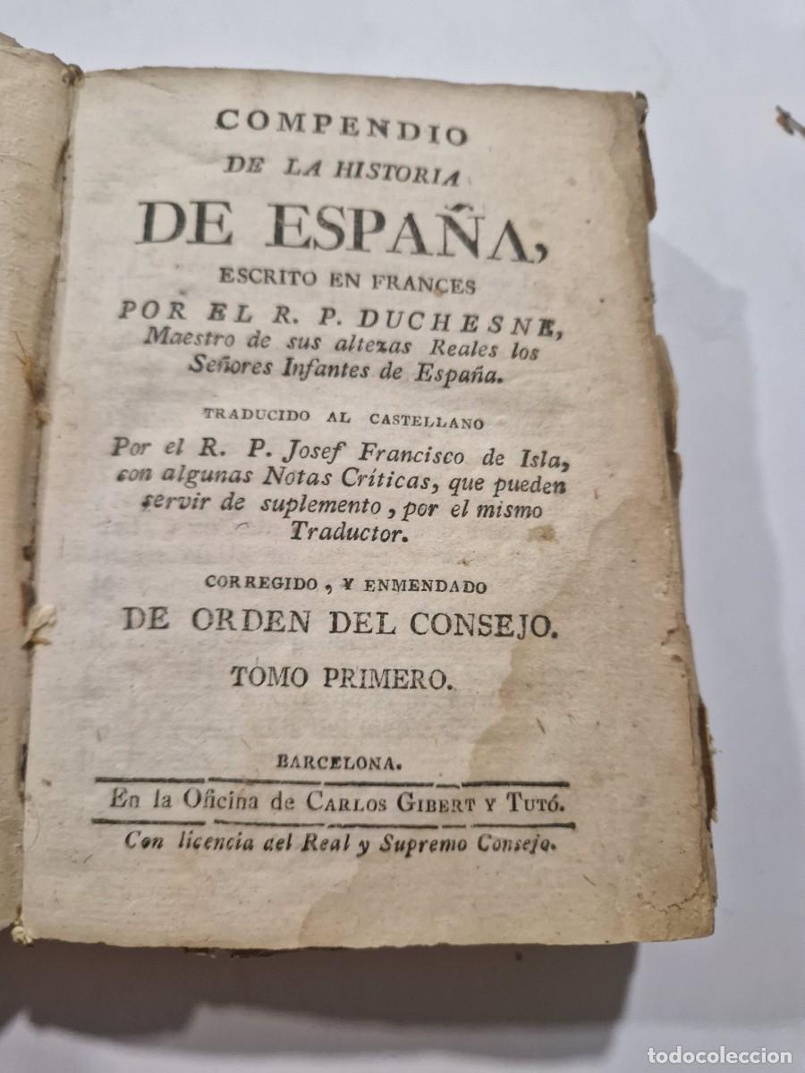Libros antiguos: Compendio de la historia de Espa&ntilde;a tomo I con el mapa - Foto 2