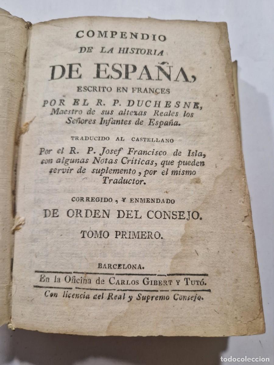 Libros antiguos: Compendio de la historia de Espa&ntilde;a tomo I con el mapa - Foto 3