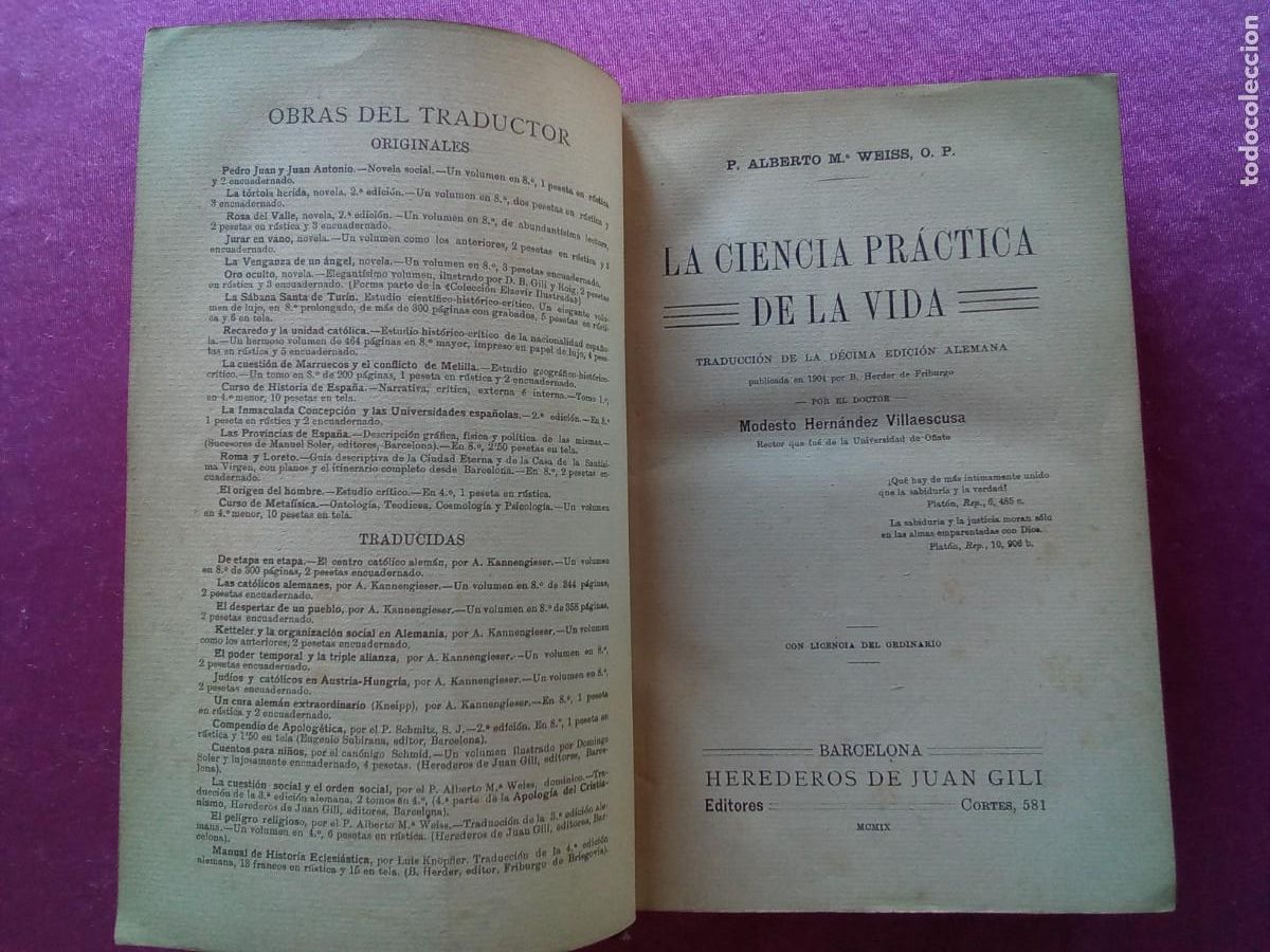 Libros antiguos: LA CIENCIA PRACTICA DE LA VIDA.A.M.WEISS.EP2 7 - Foto 2