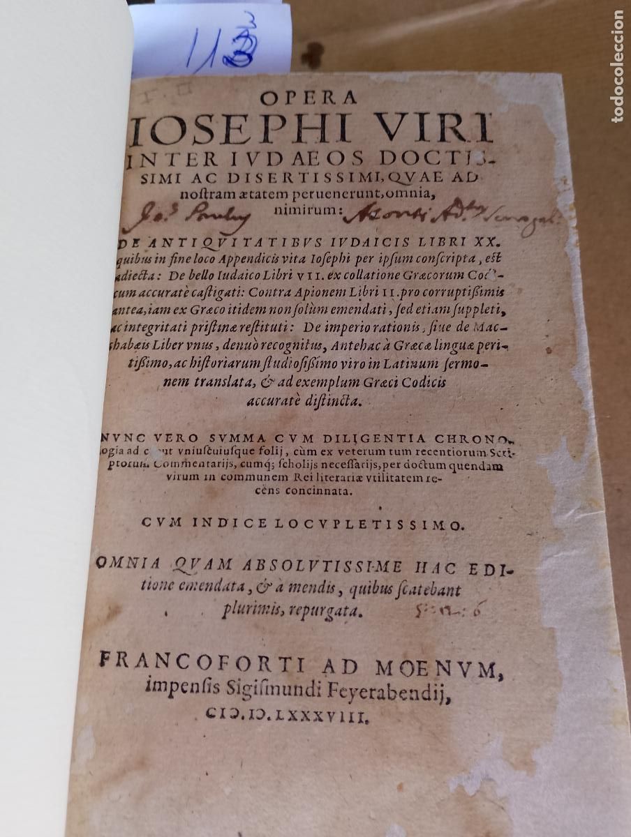 Libros antiguos: Opera Iosephi Viri Inter Iudaeos Doctissimi 1588 - Foto 1