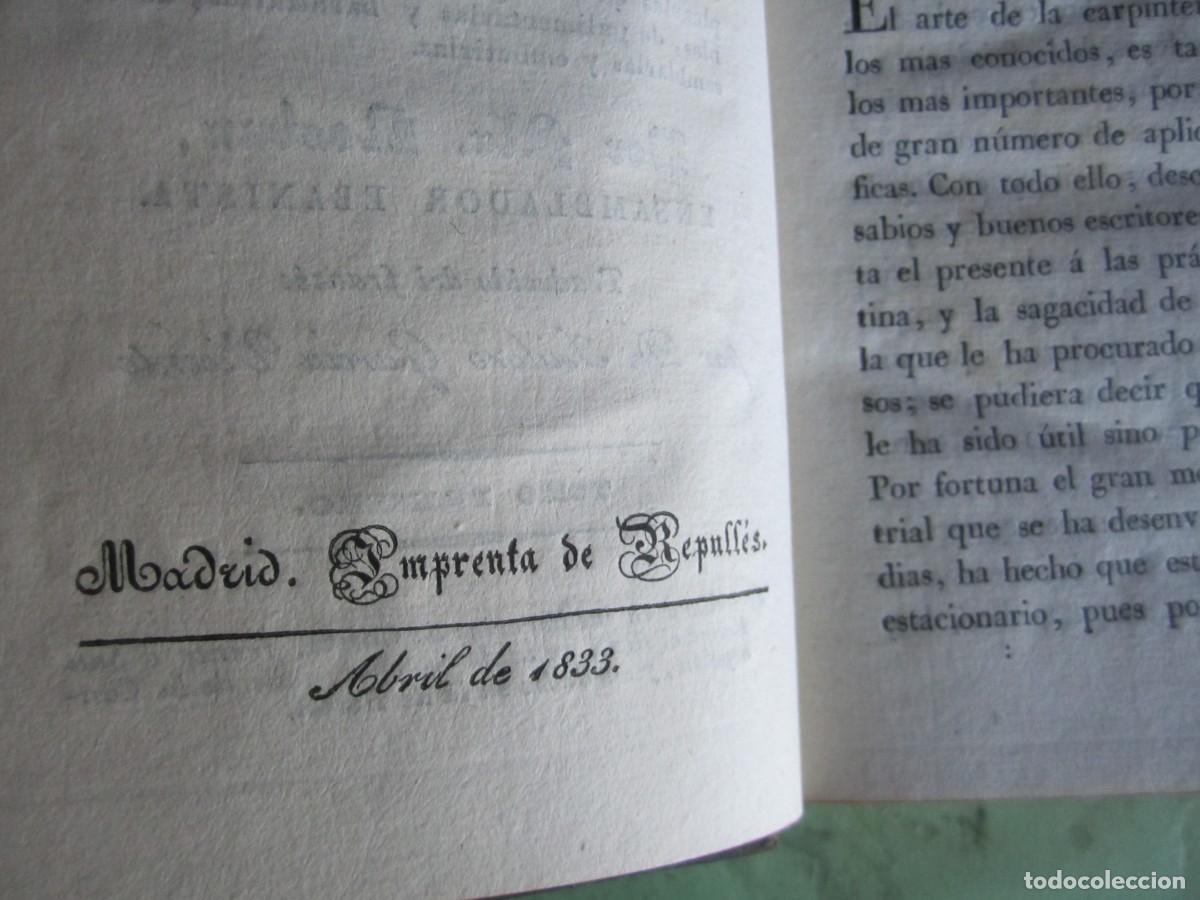 Libros antiguos: MANUAL DEL CARPINTERO MUEBLES -EDIFICIOS -EBANISTERIA MR.NOSBAN 1833 MADRID -2 TOMOS - Foto 5