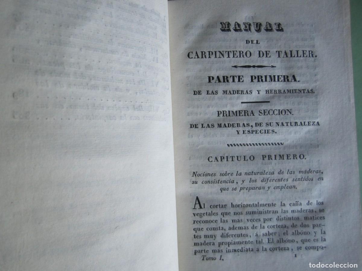 Libros antiguos: MANUAL DEL CARPINTERO MUEBLES -EDIFICIOS -EBANISTERIA MR.NOSBAN 1833 MADRID -2 TOMOS - Foto 6