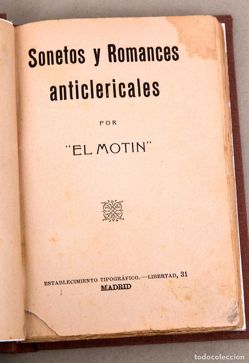 Libros antiguos: SONETOS Y ROMANCES ANTICLERICALES - c. 1900 - Foto 3