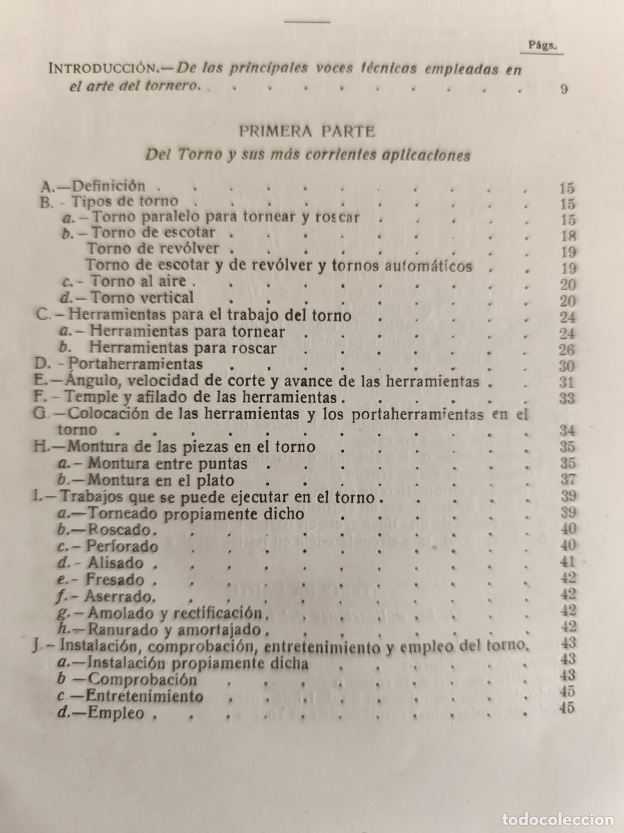 Libros antiguos: Manual pr&aacute;ctico del Tornero mec&aacute;nico - Foto 4