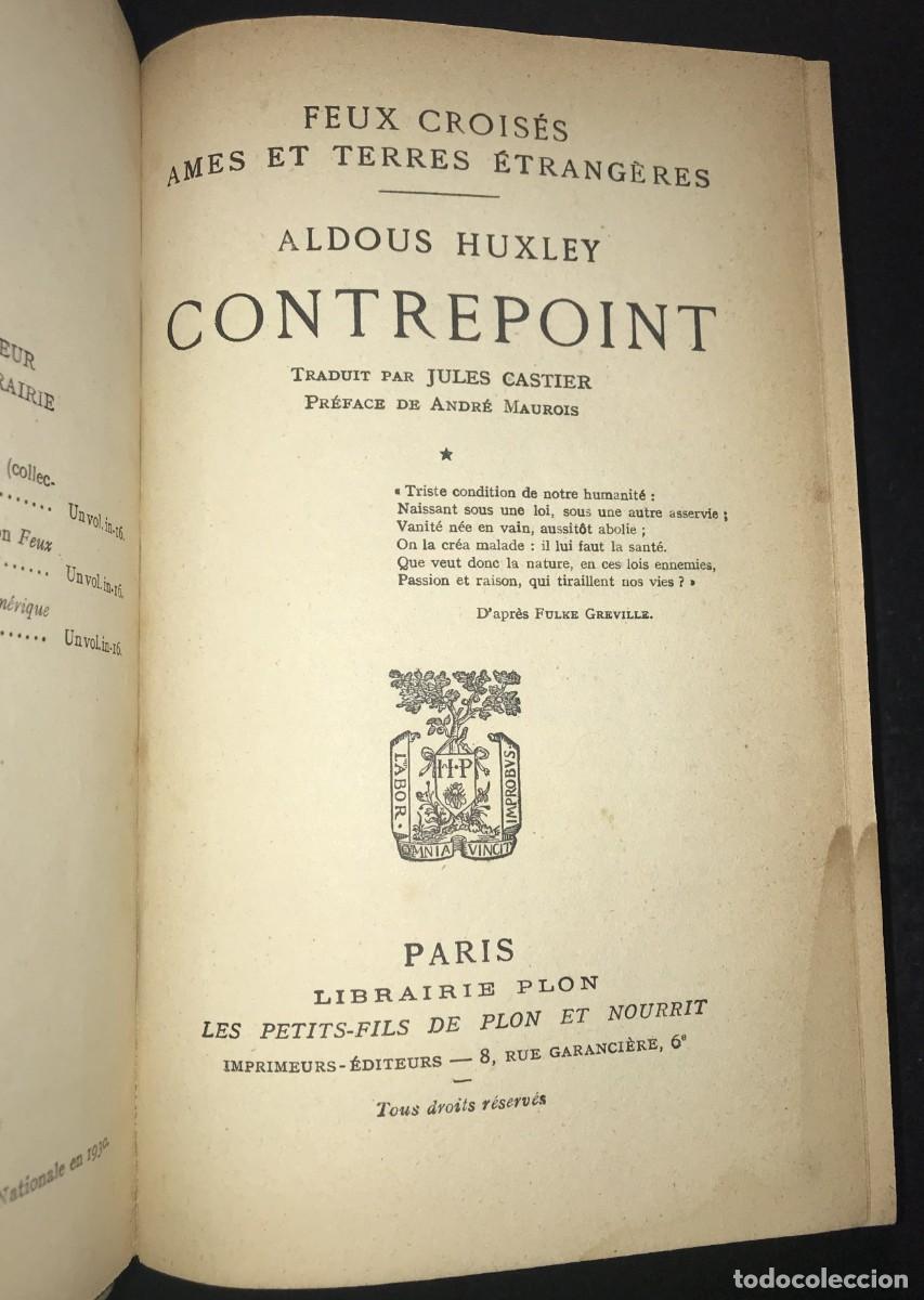 Libros antiguos: Contrepoint de Aldous Huxley - Foto 2