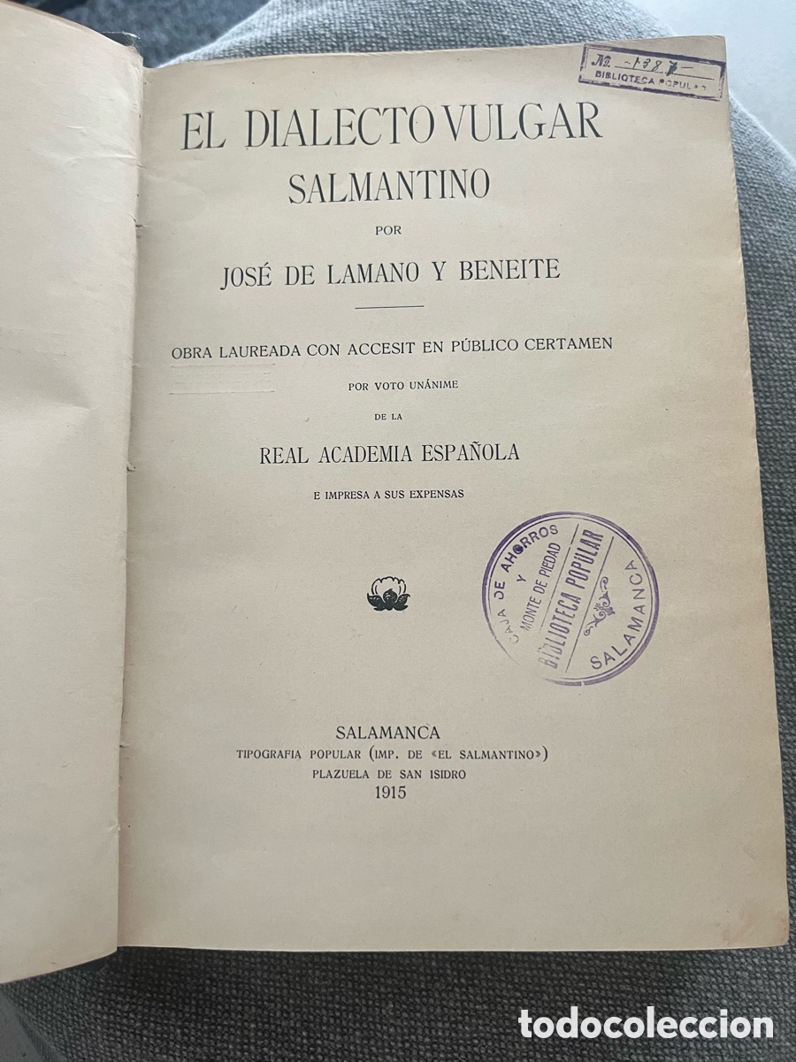 Libros antiguos: 1915. EL DIALECTO VULGAR SALMANTINO - Foto 3
