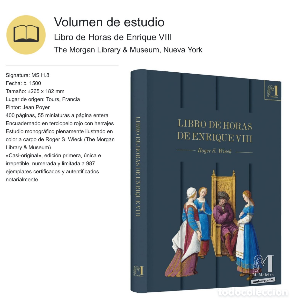 Libros antiguos: Libro de Horas de Enrique VIII facs&iacute;mil casi original de Moleiro - Foto 2
