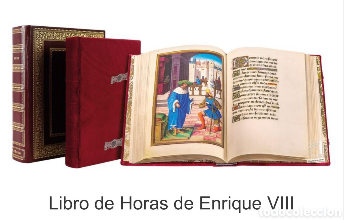 Libros antiguos: Libro de Horas de Enrique VIII facs&iacute;mil casi original de Moleiro - Foto 1