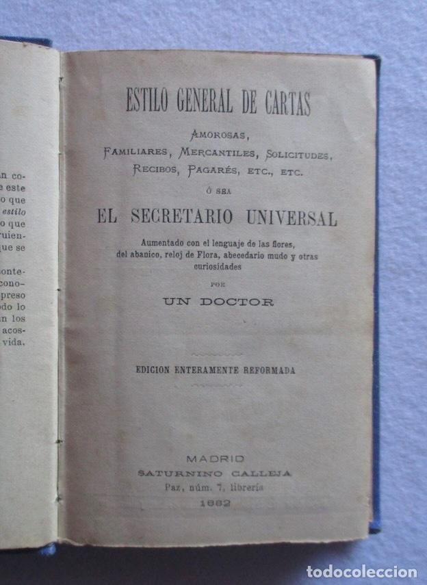 Libros antiguos: ESTILO GENERAL DE CARTAS - CALLEJA 1882 - Foto 2