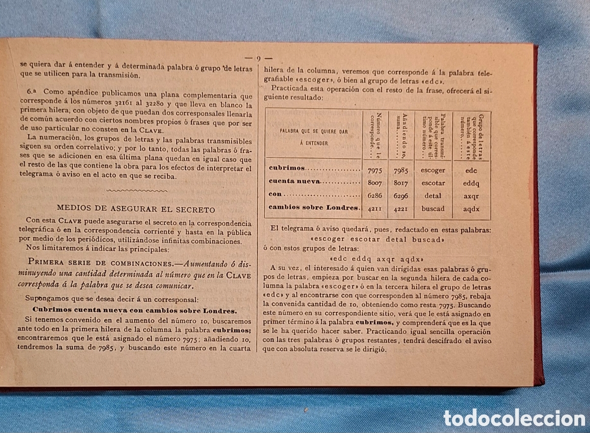 Libros antiguos: Clave Pelligero - Correspondencia y Tel&eacute;grafos - Foto 6