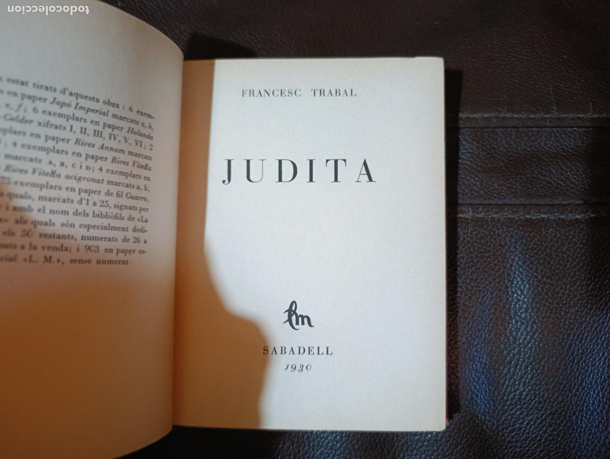 Libros antiguos: JUDITA FRANCESC TRABAL 1930 - Foto 1