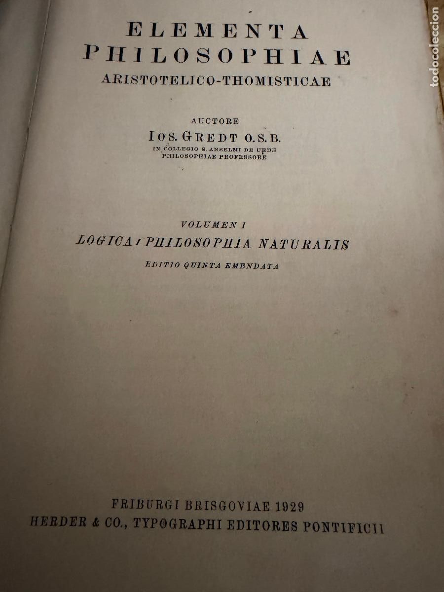 Libros antiguos: 2 tomos elementa philosophiae 1929 - Foto 3