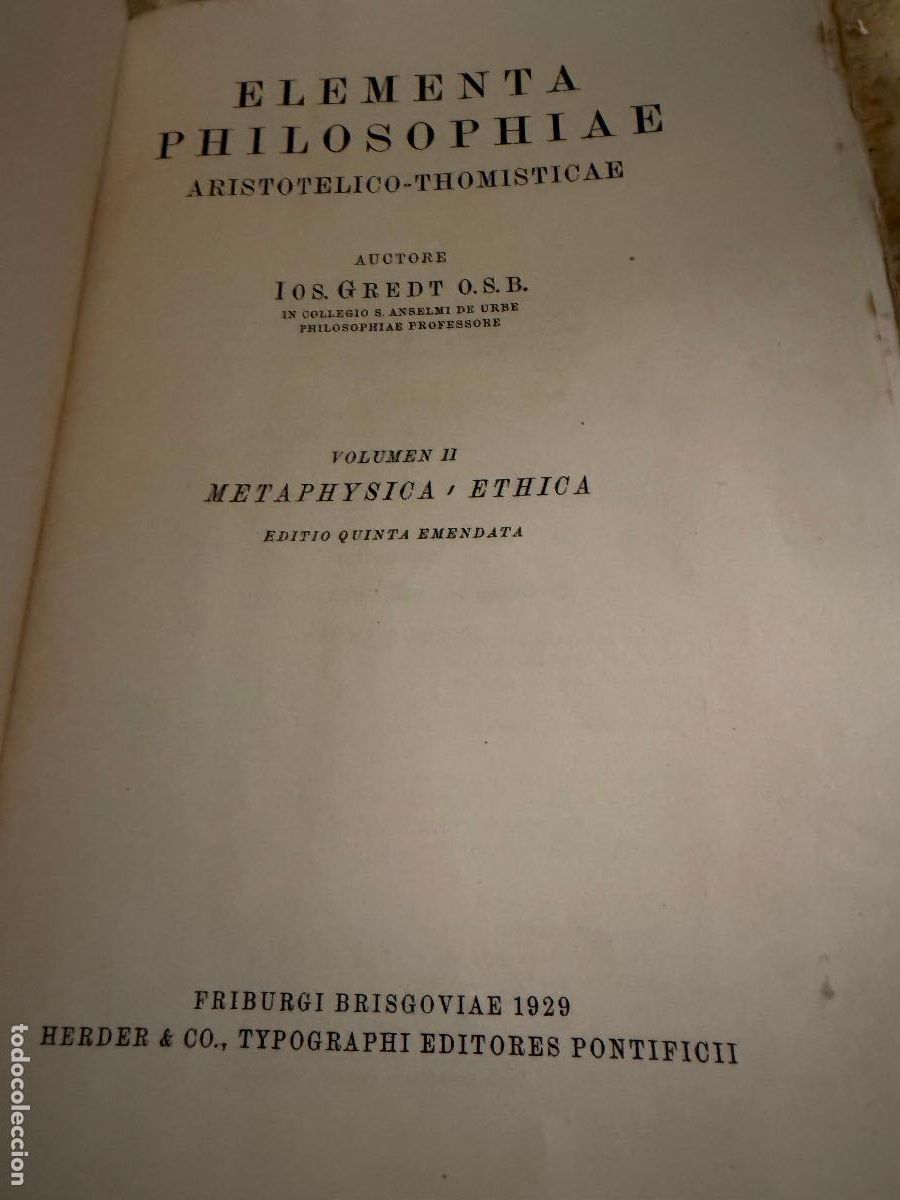 Libros antiguos: 2 tomos elementa philosophiae 1929 - Foto 4