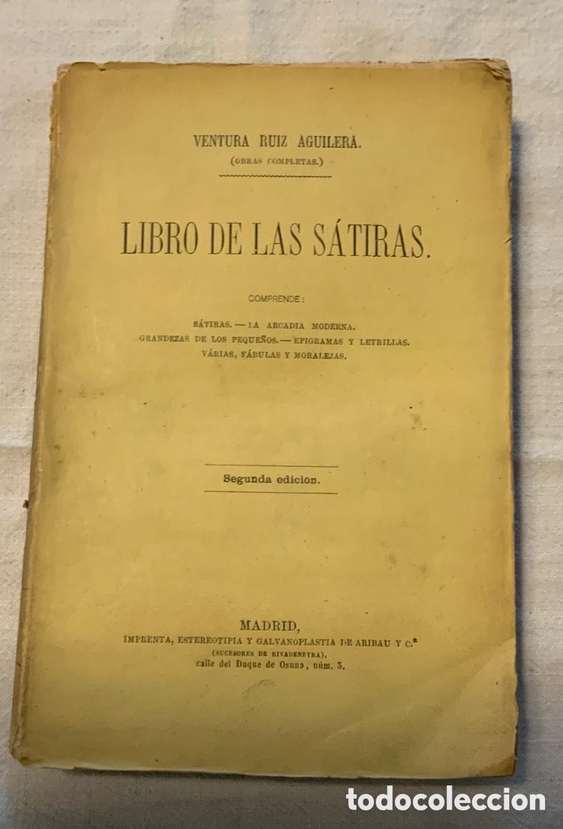 Libros antiguos: Libro de las s&aacute;tiras.,Ventura Ruiz Aguilera - Foto 1