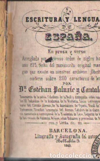Libros antiguos: ESCRITURA Y LENGUAJE DE ESPA&Ntilde;A. PALUZ&Iacute;E Y CANTALOZELLA, ESTEBAN. A-DOCUMANUS-003